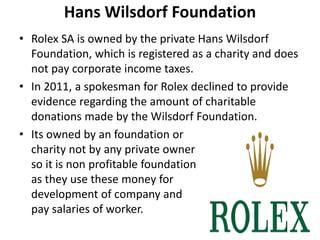 rolex is a charitable trust|does rolex pay taxes.